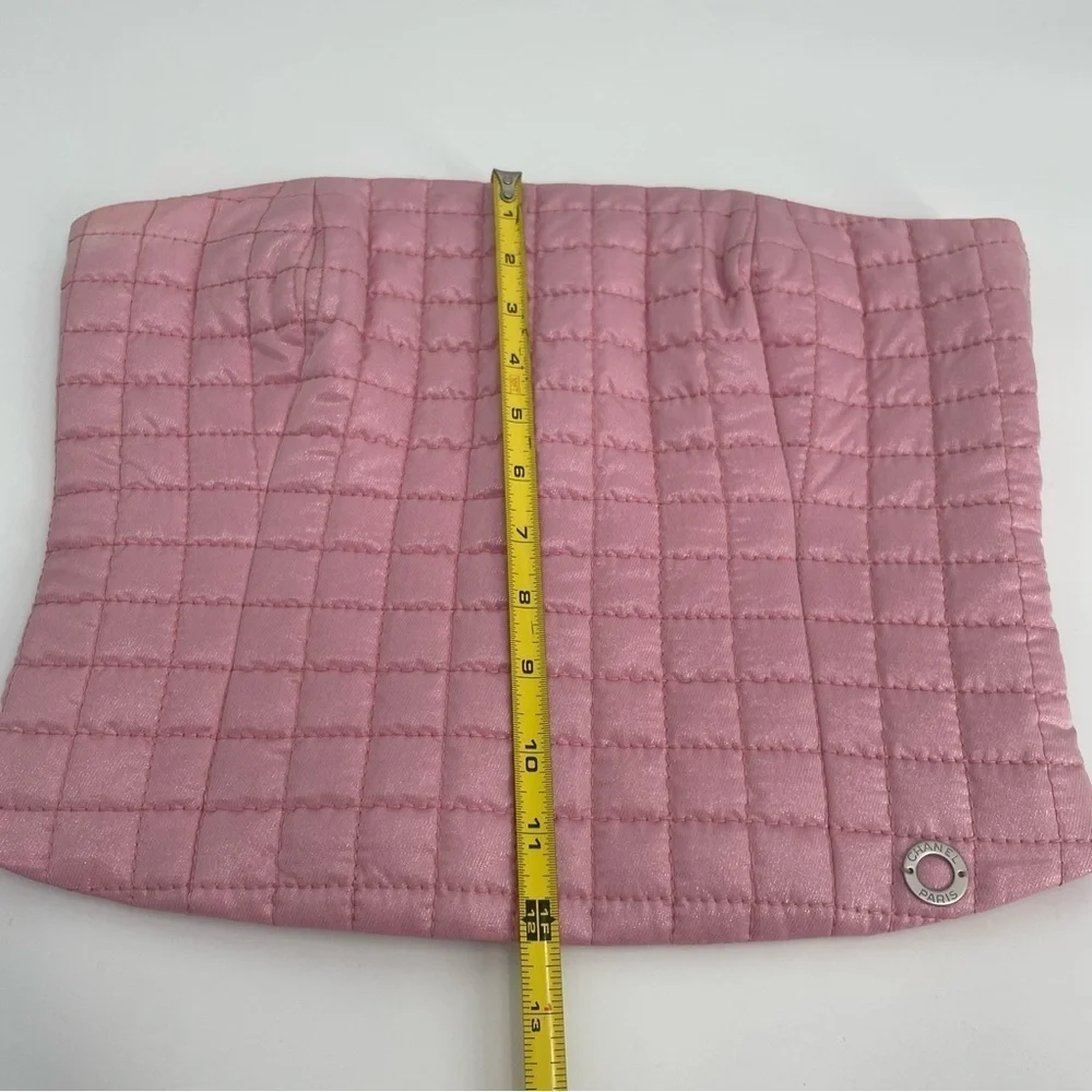 Vintage Chanel Bustier Corset Top Pink Quilted Strapless Spring 2001 Runway 38
